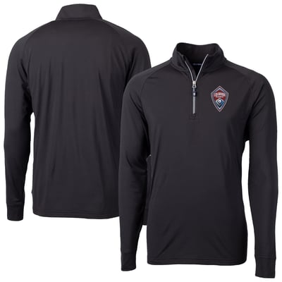  Colorado Rapids Cutter & Buck Adapt Eco Knit Stretch Recycled Raglan Quarter-Zip Pullover Top - Black